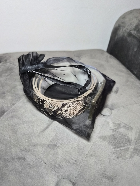 Snake Print Leather Belt with Metal Buckle White House Black Market main image 6